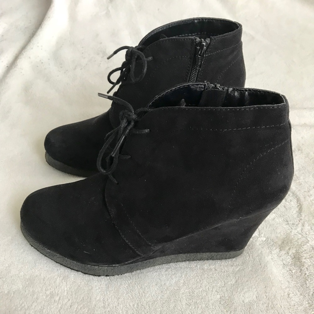 Faux Suede Wedge Booties